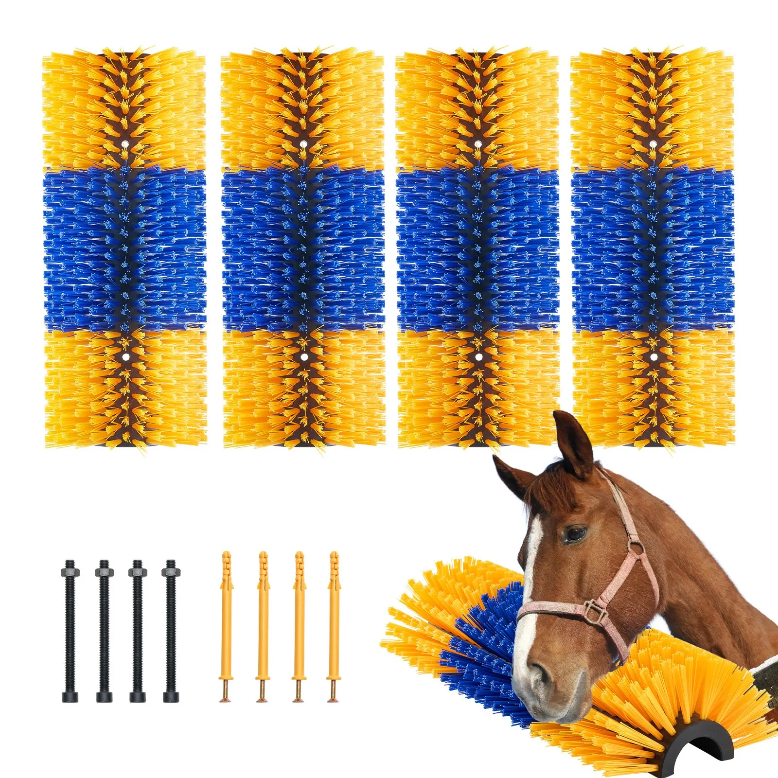 

Livestock Scratching Brush, 4 Pcs Horse Brush With 8 Screws, 17.1 X 7.5 In Cow Scratcher, For Back Itch Relief & Keep Cleaning,