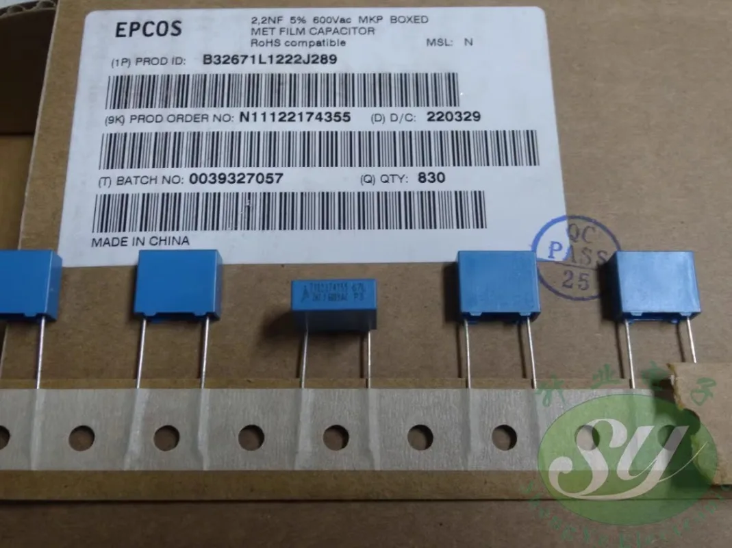 

10PCS EPCOS 0.0022uf/600vAC 2n2 2200pf 222 New 10MM thin film capacitor B32671L1222J289