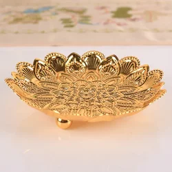 Gold Serving Tray European Metal Charger Plate Dessert Snack Candy Tray Home Kitchen Items Fruit Storage Wedding Party Decor