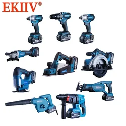 EKIIV Super Quality 21V 18v  4.0ah 5.0ah 6.0ah LXT Lithium-Ion Cordless screwdriver chainsaw Drilling machines tools combo kit