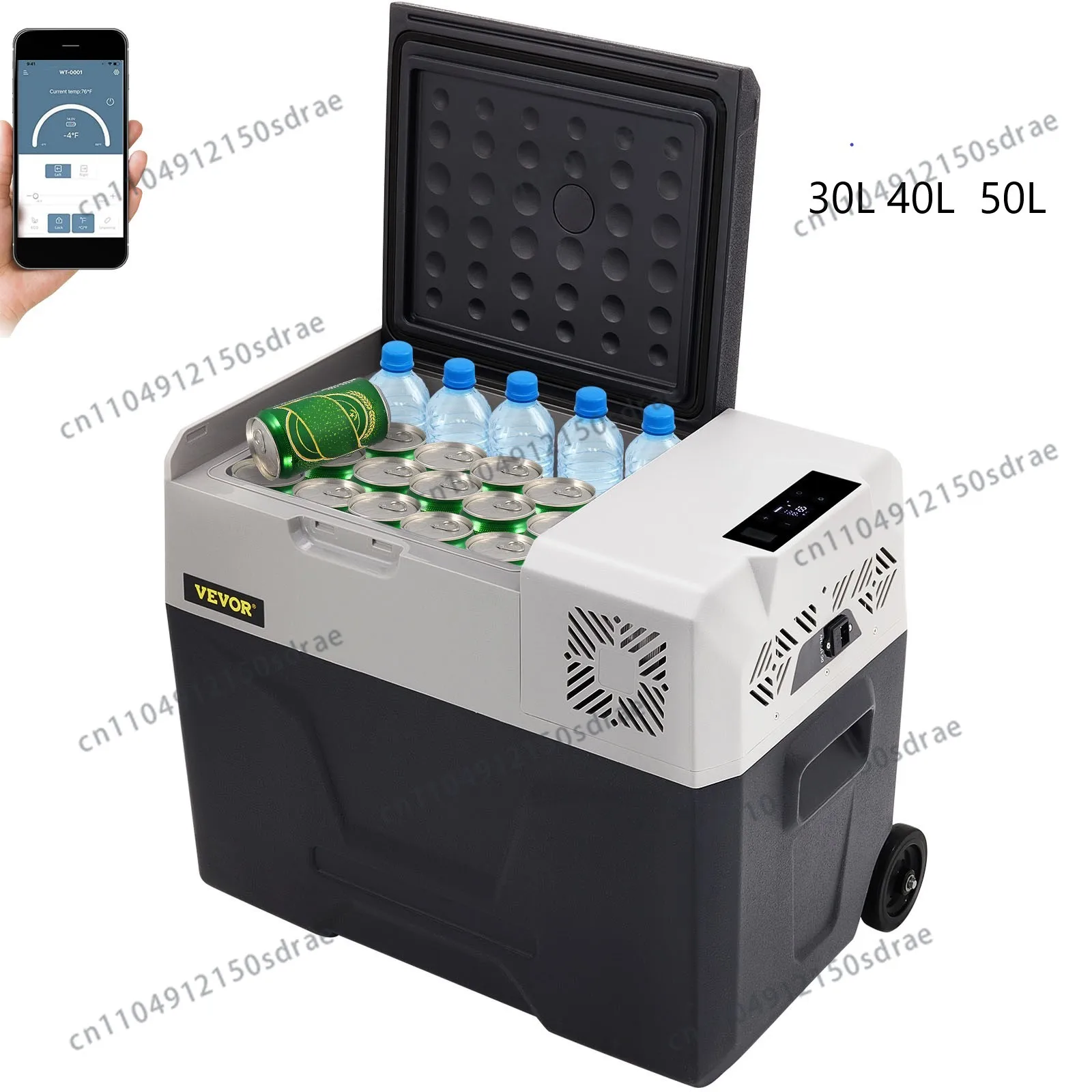 SucceBuy 30L 40L 50L Mini Car Refrigerator Small Fridge Freezer Portable Compressor Cooler 220V for Driving Camping Picnic