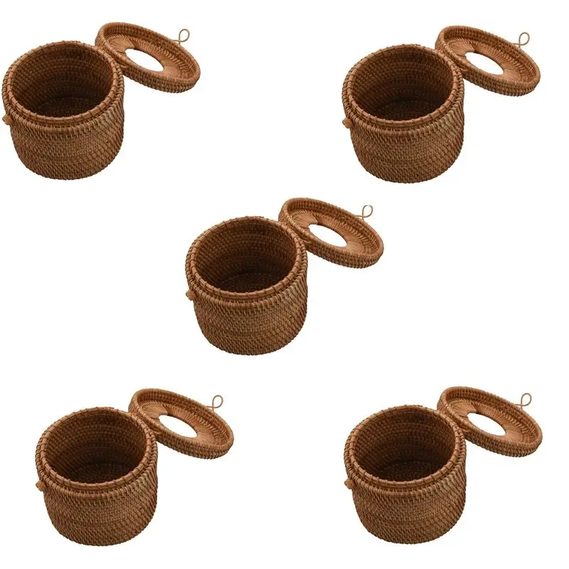 

PORK-5X Круглая коробка для салфеток из ротанга, держатель для рулонов, диспенсер для туалетной бумаги для ванной, дома, отеля и офиса