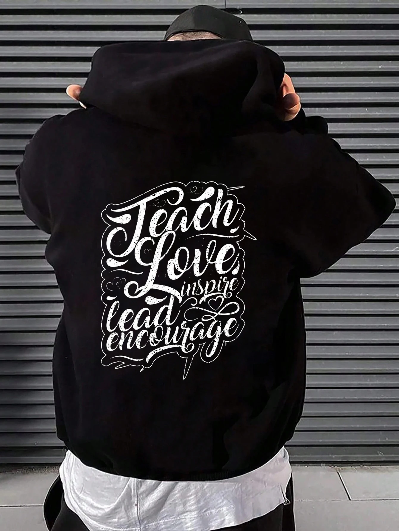 

Мужская толстовка с капюшоном - толстовка с вдохновляющим узором Love Leading, мягкий пуловер с капюшоном