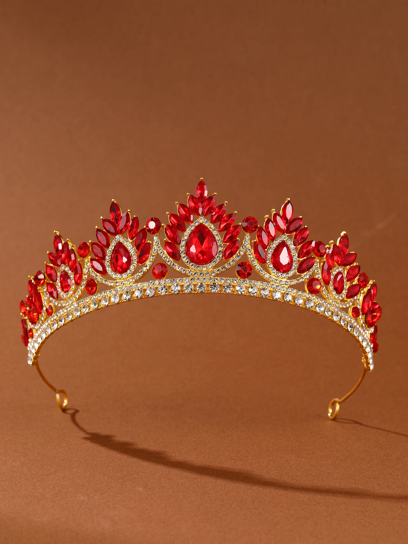 Princesa barroca Tiara Vermelha para Meninas, Pérola De Cristal, Strass Sereia, Acessórios De Cabelo Para Noiva, Festa De Aniversário, Damas De Honra Hal