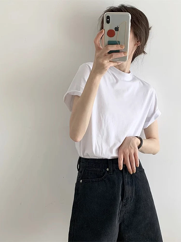 Unique Black Atmosphere Short Sleeve T-Shirt Women's Korean Style Super Beautiful Shoulder High Short Advanced Small Shirt To...