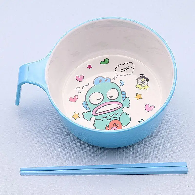 Sanrio Hangyodon Bowl Kawaii Large Capacity Household Large Capacity Cartoon Plate Cup Spoon Chopsticks Hand Bowl Cute Tableware