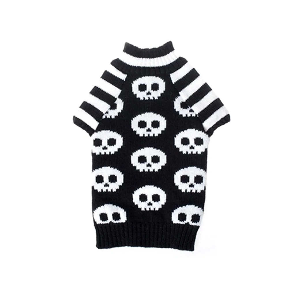 

Halloween Skull Stripe Dog Sweater Warm Autumn Winter Pet Clothes Size L Puppy Clothing Pet Sweater Warm Dog Clothes