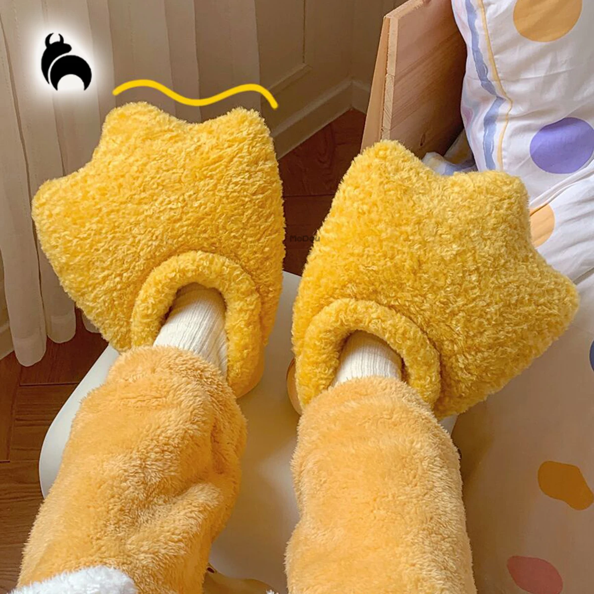 Women's Duck-Foot Cotton Slippers for Winter, Indoor Home Use, Warm, Non-Slip, Fully Enclosed, Parent-Child Slippers, Ladies' Home Slippers