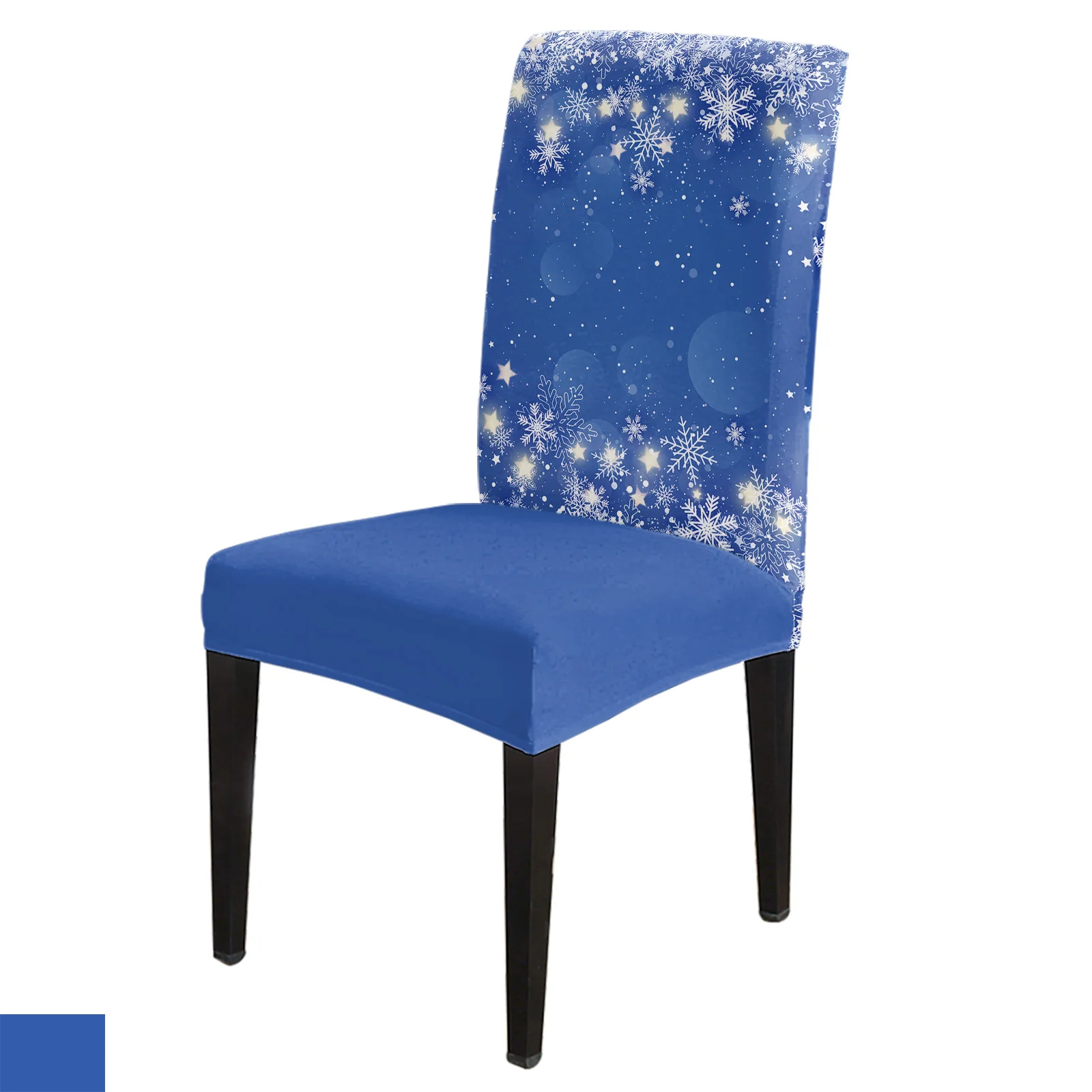 

Christmas Snowflake Blue Background Chair Cover Dining Spandex Stretch Seat Covers Home Office Decoration Desk Chair Case Set