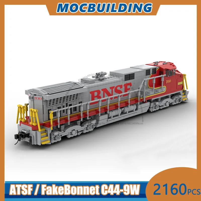 ATSF / FakeBonnet C44-9W Train Model MOC Building Blocks DIY Assemble Bricks Transportation Display Creative Toys Gifts 2160PCS
