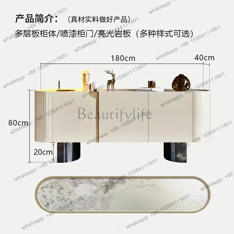 Italian light luxury door cabinet household living room wall decorative cabinet modern villa metallic paint designer dining