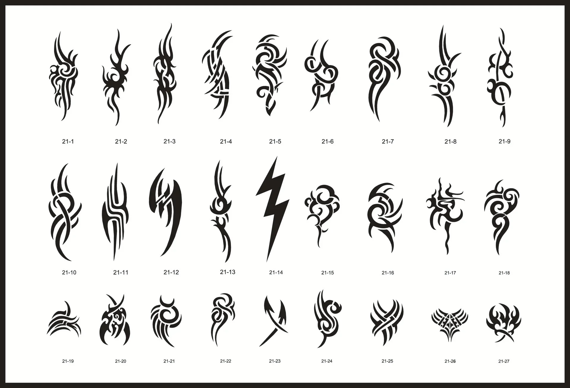 Tattoos Template Temporary Body Painting Template PVC Professional Reusable Flash Tattoos Template Exquisite and Durable Adult