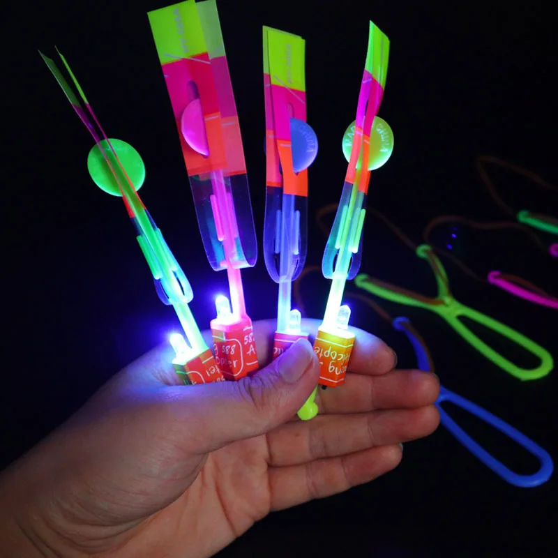 10PCS Amazing Flying Arrow Slingshot Glow In The Dark Luminous Toys Kids Cool Stuff Birthday Gift Regalos Cumpleaños Invitados