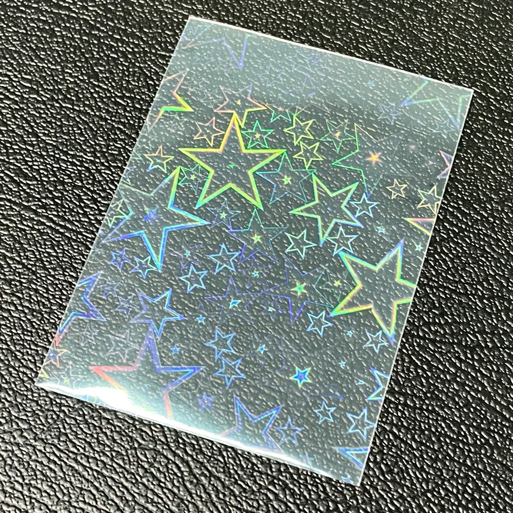 100pcs Big Stars Foil Card Sleeves Transparent Laser Clear Magic YGO Board Game Photo Protector PKM Trading Cards Shield Cover