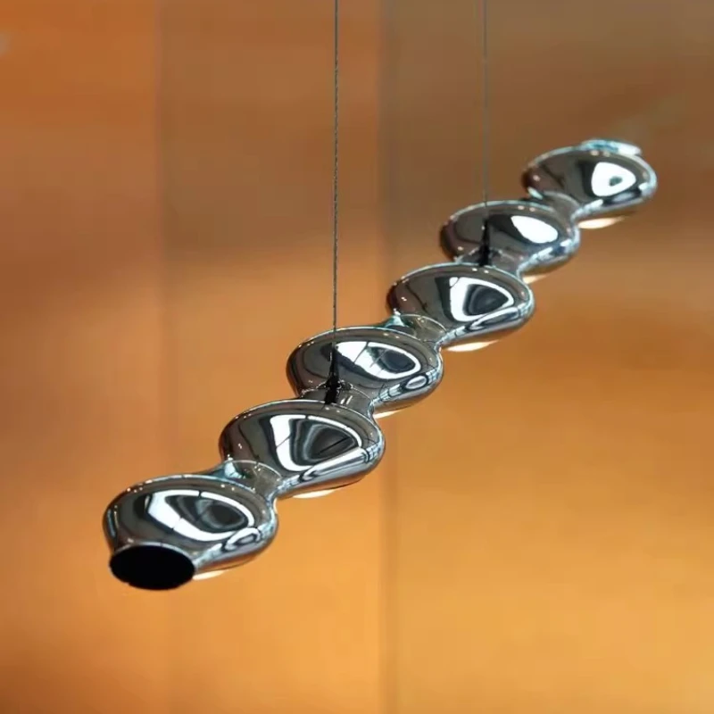 

German long metal restaurant chandelier designer minimalist ring lamp
