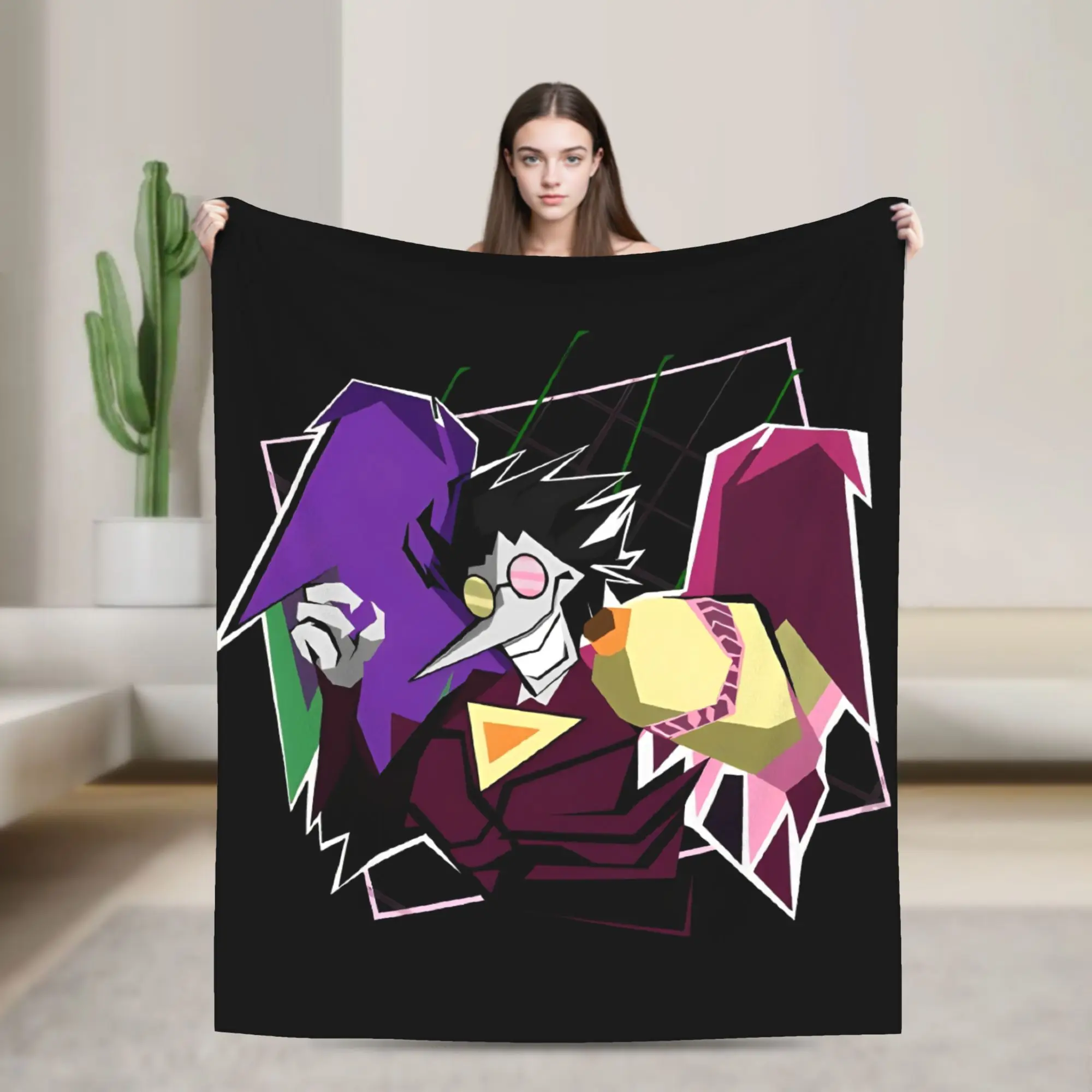 Deltarune Spamton Neo بطانيات محبوكة من الفلانيل فائقة النعومة مفرش سرير للسفر على شكل طائرة #3