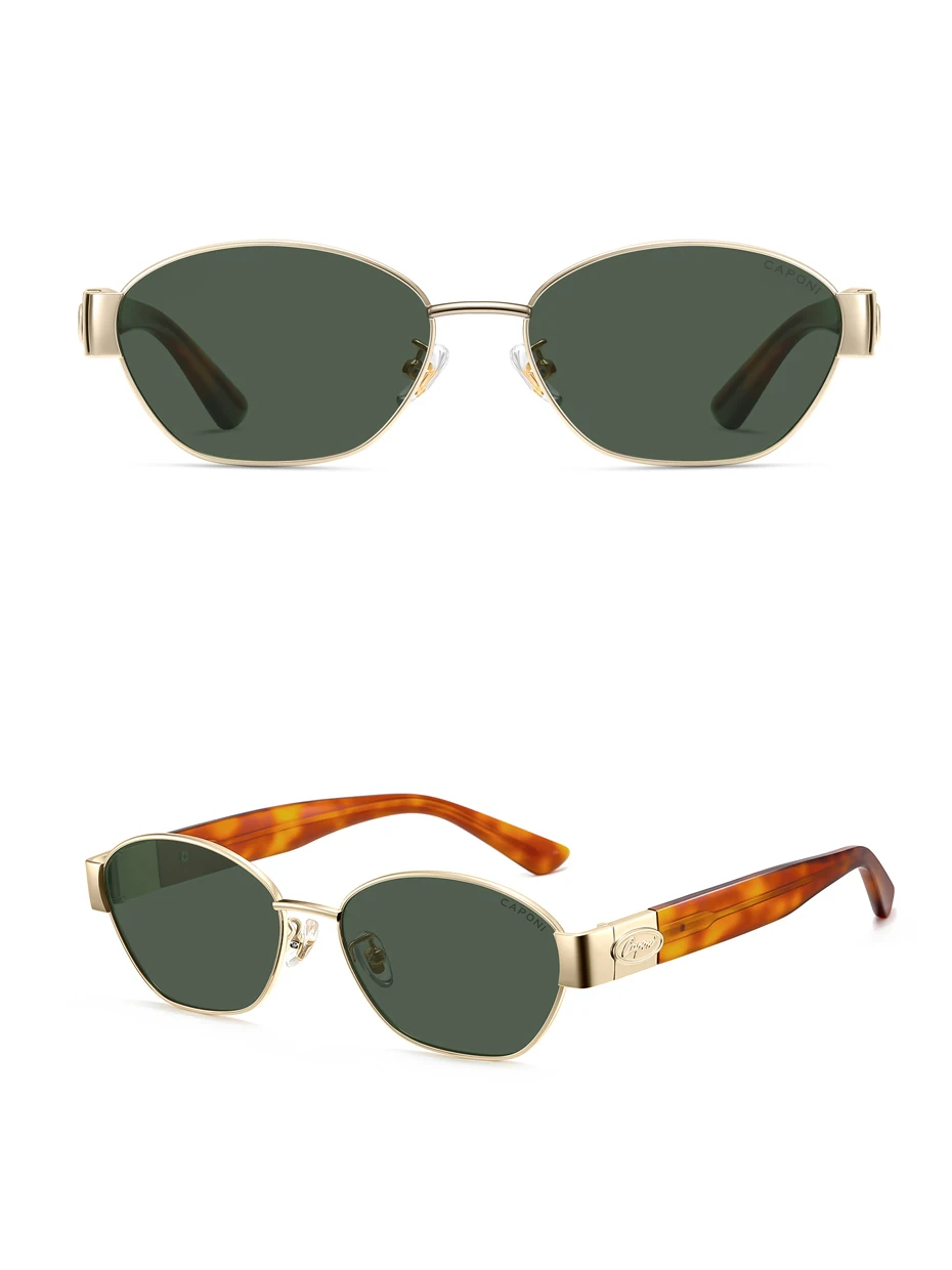 CAPONI Polarisierte Damen-Sonnenbrille, modisches Acetat, Outdoor-Vintage-Design, hochwertige Sonnenbrille, UV400, bernsteinfarbener Farbton, CP36002 – Detail 22