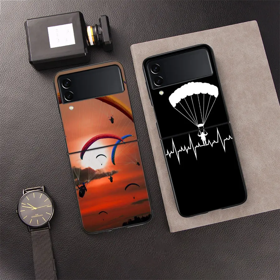 Extreme Adventure Parachuting For Phone Samsung Z Flip 3 4 5 5G Cover Shockproof Hard Galaxy Z Flip 6 5G Case Cell Luxury PC She