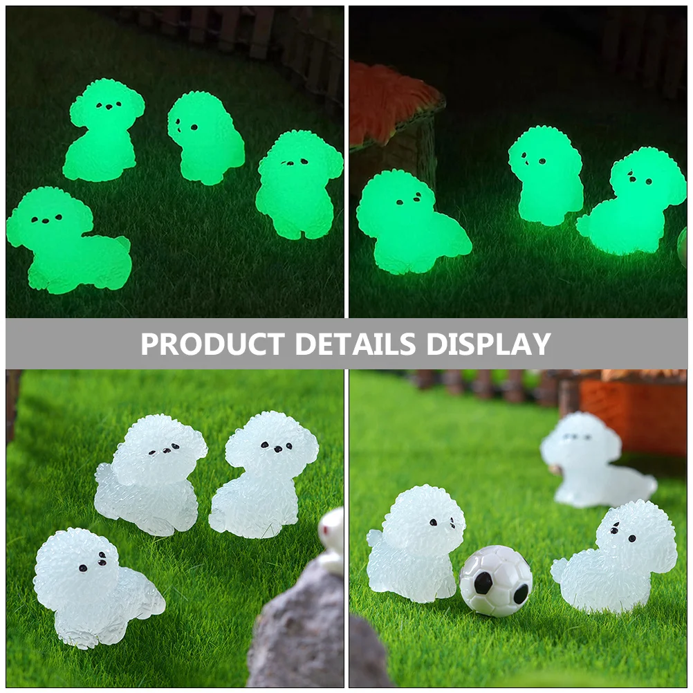 

12pcs Glow Dark Mini Dog Resin Animal Micro Landscape Bonsai Decor For Home Garden Moss Resin Dog Tiny Puppy Statues
