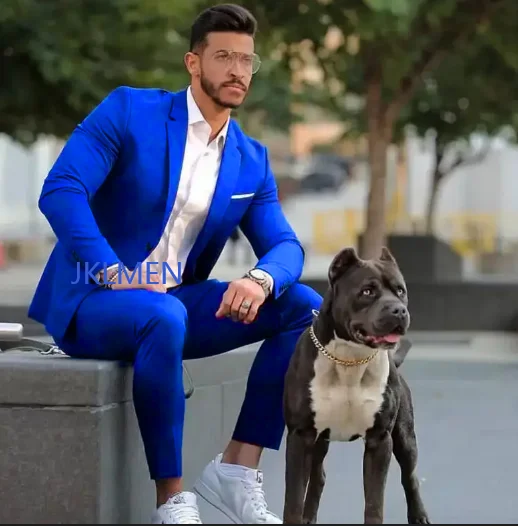 Latest Blue Wedding Tuxedos Men\'s Slim Fit Suits Casual Custom Mens Business Formal Groomsmen Suits 2 Pieces Costume Jacket Pant