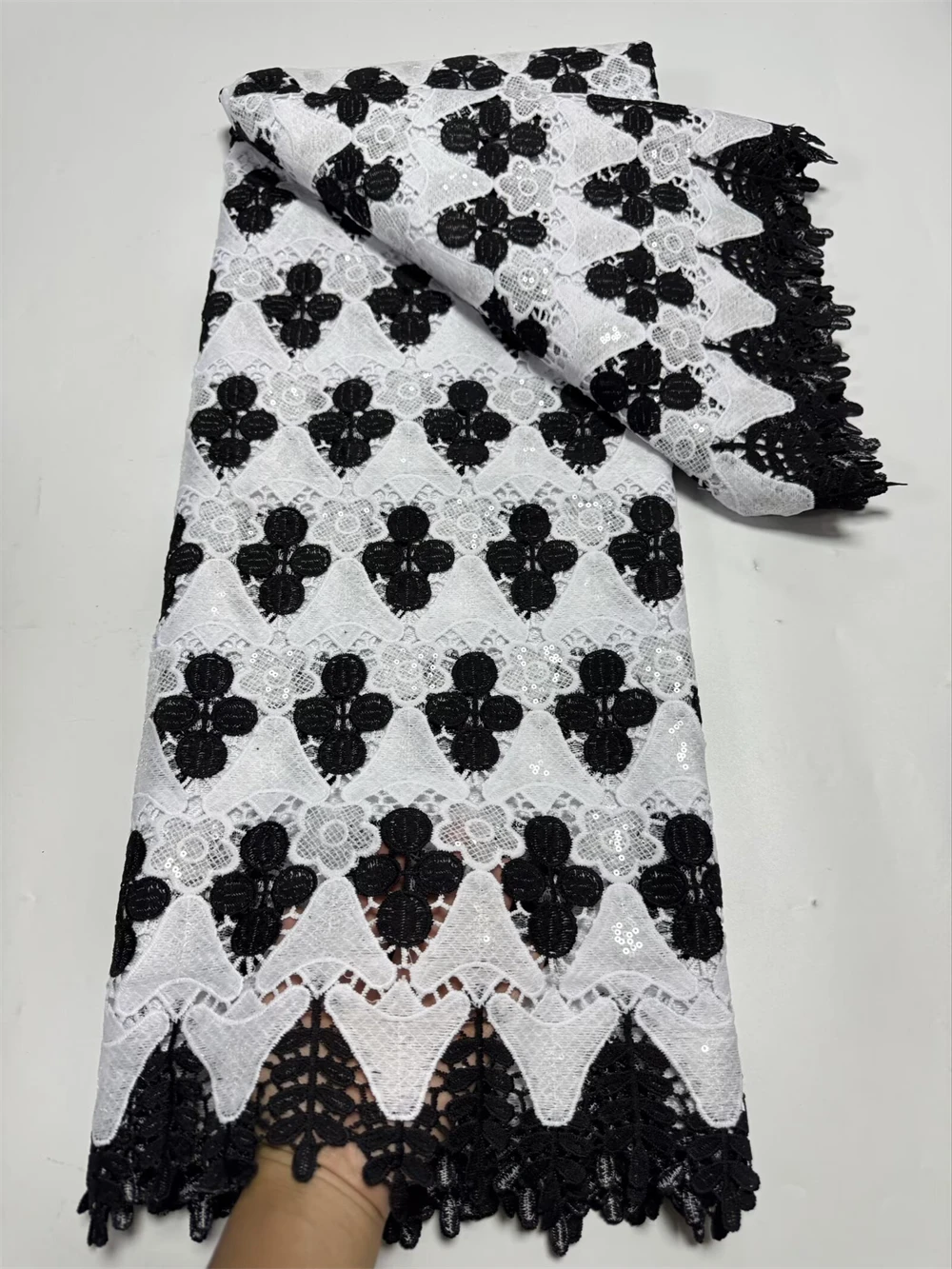 

Высококачественный гипюровый шнур с кружевной вышивкой, черно-белое африканское кружево, французское кружево с блестками для женщин, платье 5 ярдов