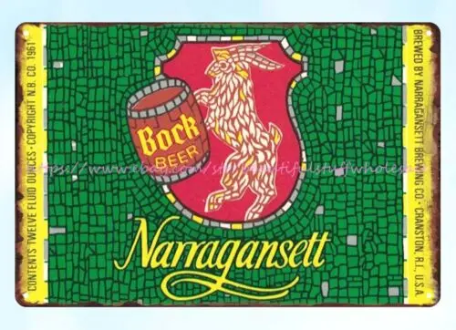 dream garage 1930s Narragansett Bock Beer Brewing Cranston RI metal tin sign