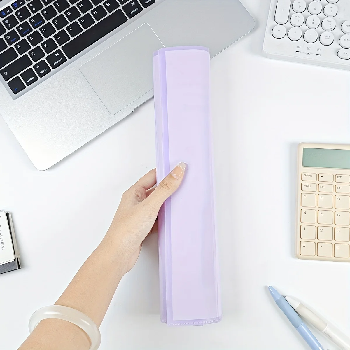 12Pcs Purple A4 L-Shaped Clear Plastic Document Folders Free 6Pcs Cartoon Black Cat Stickers School Office Paper Storage Holder view 4