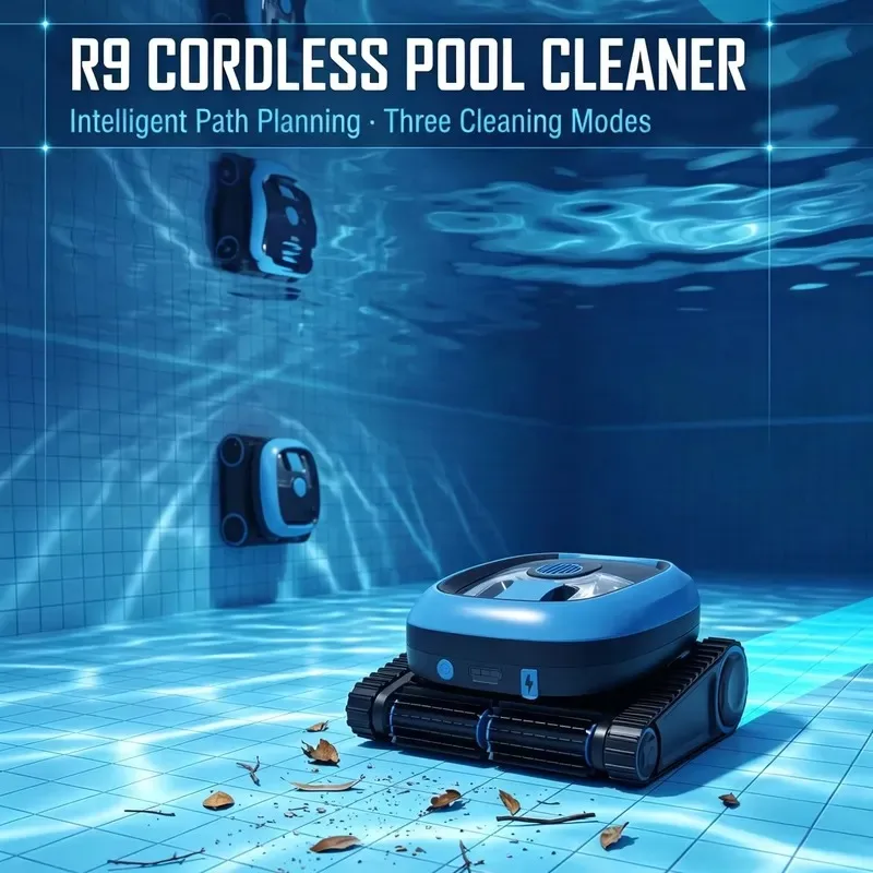 Automatic Cordless Rechargeable Swimming Pool Cleaner with Intelligent Path Planning and Three Cleaning Modes