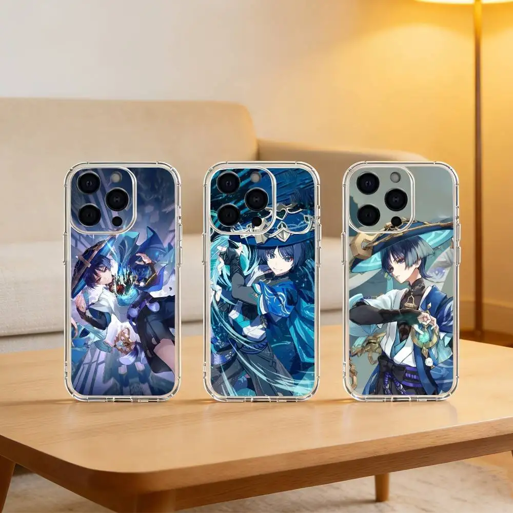 

S-Scaramouche Genshin Impact Phone Case For iPhone 17 16 15 14 13 12 11 Mini Pro Max Plus Transparent Cover