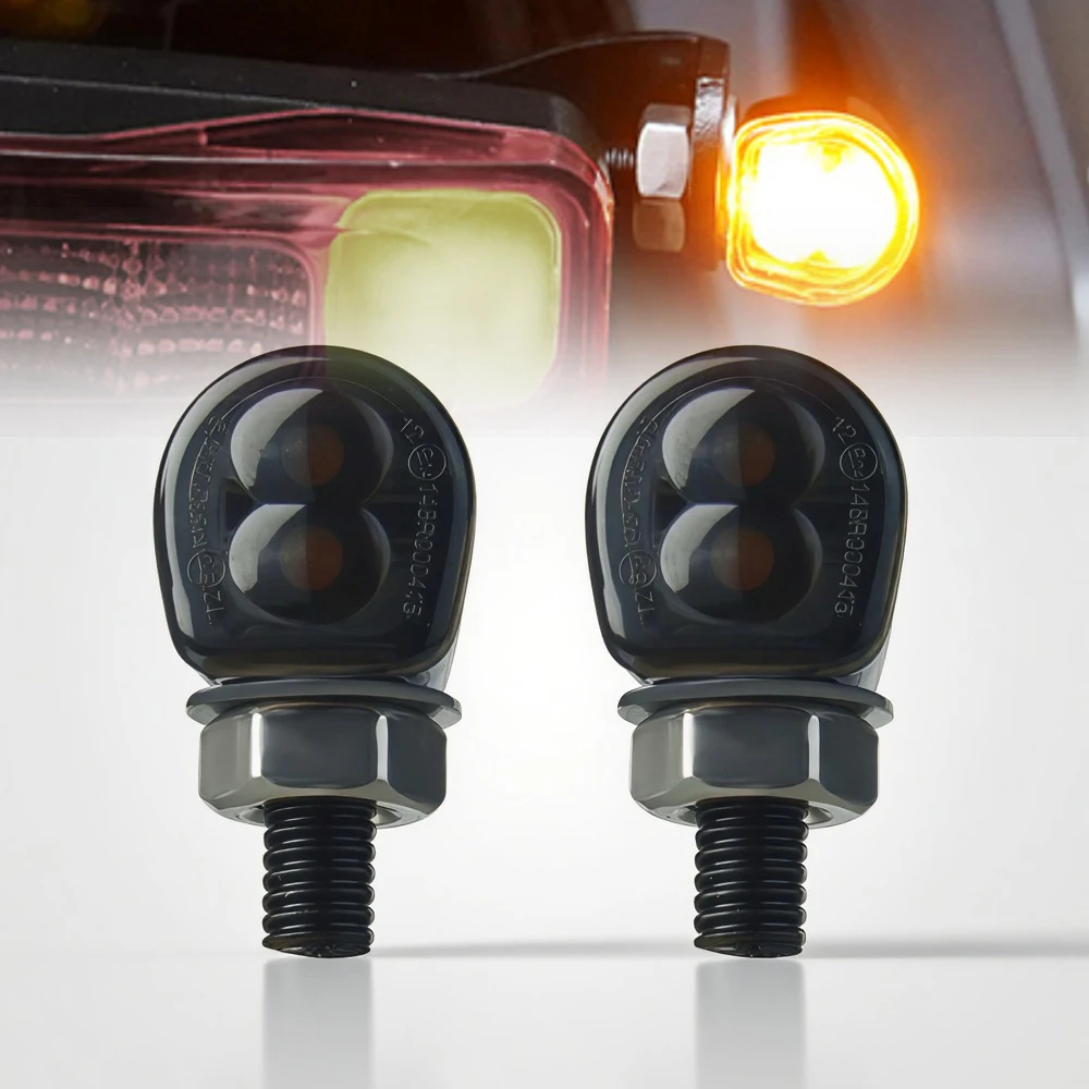 2/4pcs Universal Mini 12V Flashing Turn Signals Motorcycle LED Lights Amber Blinker Indicator Lamp For Cafe Racer Honda Yamaha