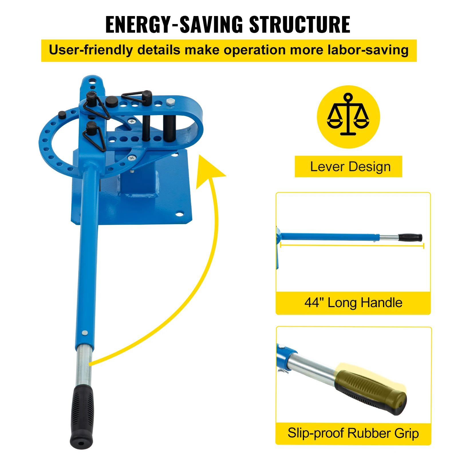 VEVOR Pipe Bender YP-9 Manual Bench Steel Tube Bending Kit with 7Dies 1-3in Multifonction Compact Flat Bar Rod Brake Bends Tool