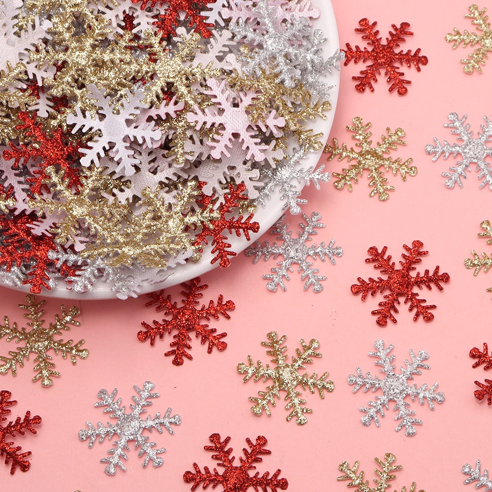 50/100 Stück Weihnachts-Schneeflocken-Konfetti, Vlies-Applikationen, Weihnachtsbaum-Ornamente, DIY-Dekoration für Zuhause, Weihnachtsfeier, Kuchendekoration – Detail 6