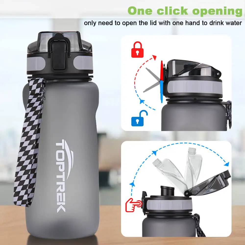 Toptrek Sports Water Bottle 650ML/1000ML BPA Free Outdoor Travel Leakproof Drinking Waterbottle Protein Shaker My Drink Bottle