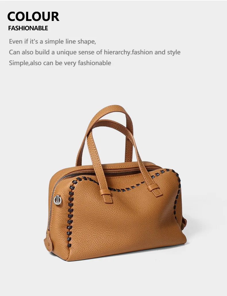 Damen Echtleder Schultertaschen 100% Crossbody Bucket Bag Weibliche Mode Einfarbige Designer Shopper Tote Marken-Trend Handtaschen Bolsas – Detail 19