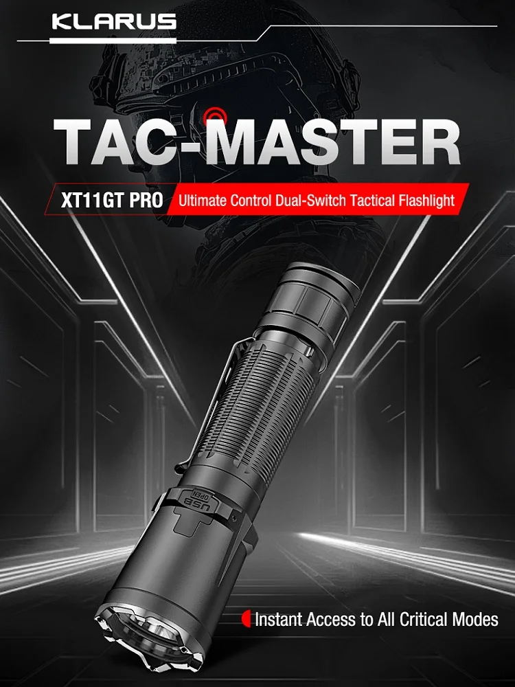 Nova KLARUS XT11GT Pro V3.0 Multi-modo Dual-interruptor Lanterna Tática Luminus SST-70 Tocha Luz 3300LM com 21700 Bateria