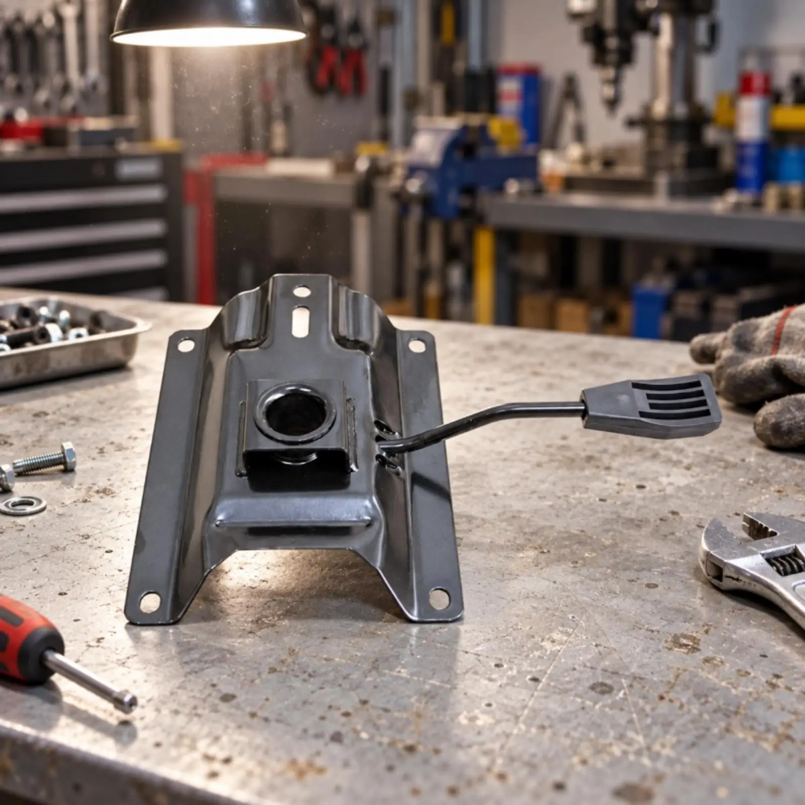 Steel Chair Base Plate with Swivel and Height Adjustment Handle Replacement Part for Office Workstation Seating System