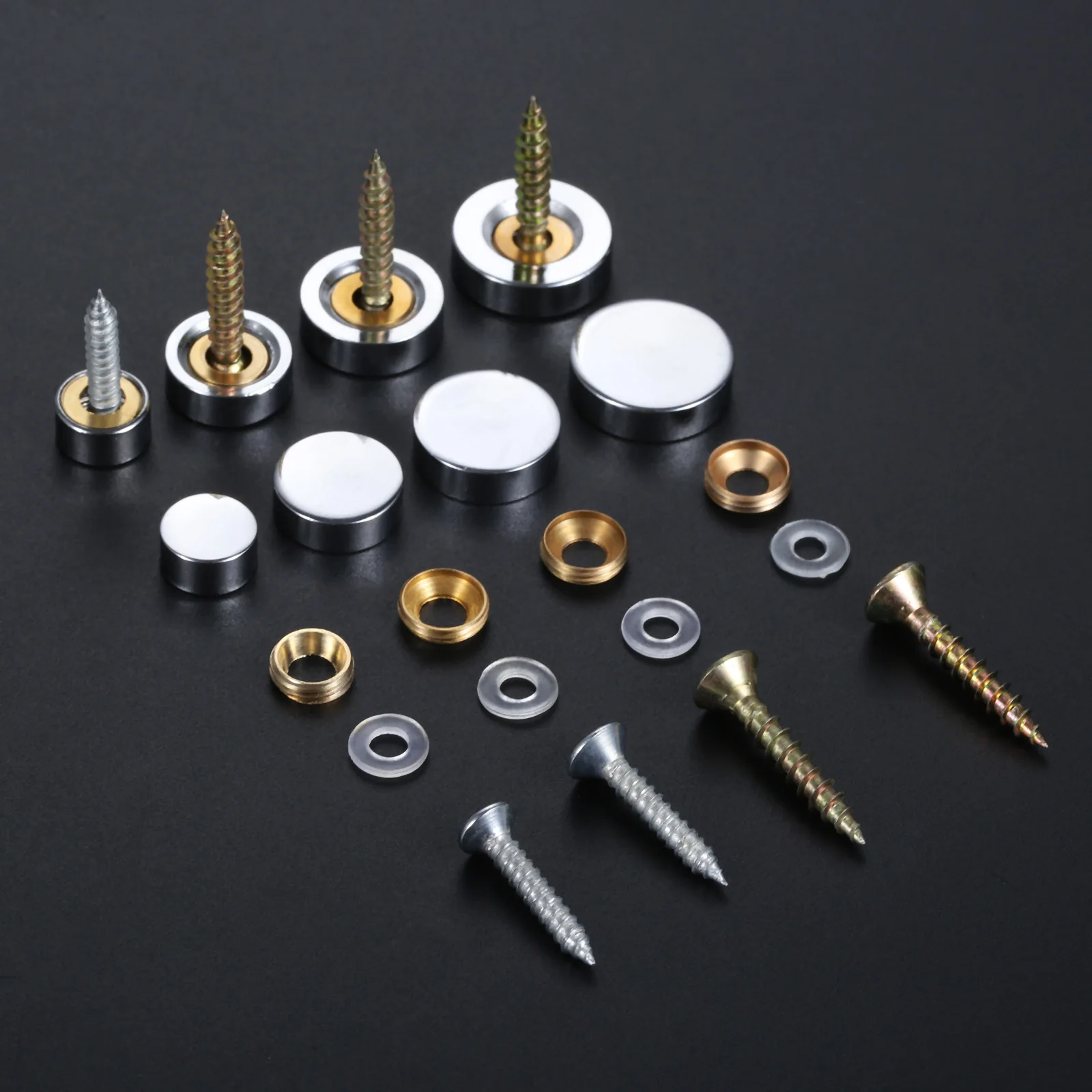 8 Sets 10/14/16/18mm Sign/Advertising Nails Decorative Mirror Screw Cap Nails Screw Covers w/screw+Washer Furniture Hardware