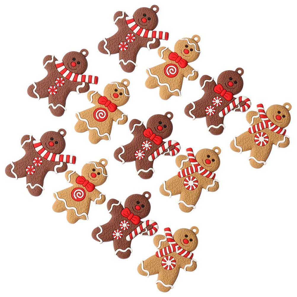 

12 Pcs Gingerbread Men Ornaments Christmas Hanging for Tree Decor Charm