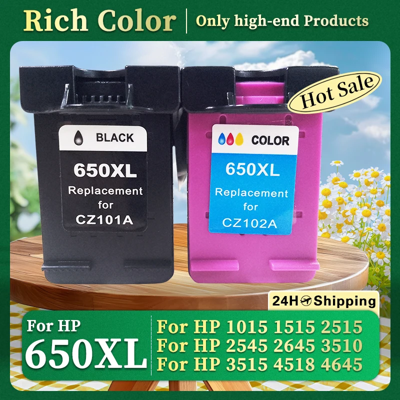 

Сменный совместимый картридж HP 650XL 650 XL для принтера HP Deskjet 1015 1515 2515 2545 2645 3510 3515 4518 4645