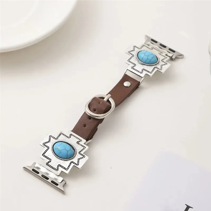 

Vintage Metal Bohemia Jewelry Band For Apple Watch Series 8 7 40 44 41 45MM Beads Braided Bracelet For iWatch 6 se 5 4 3 Belt