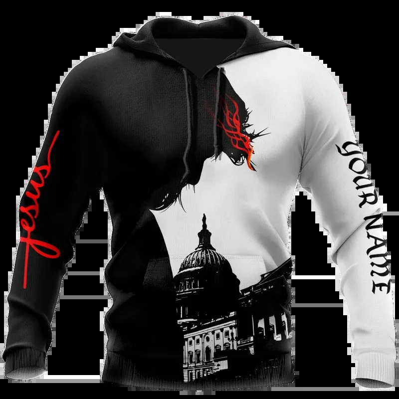 1 pieza personalizada su imagen Sudadera con capucha para hombre Jesús Cruz Dios primavera y otoño Casual de alta calidad de manga larga para hombres nueva llegada 3