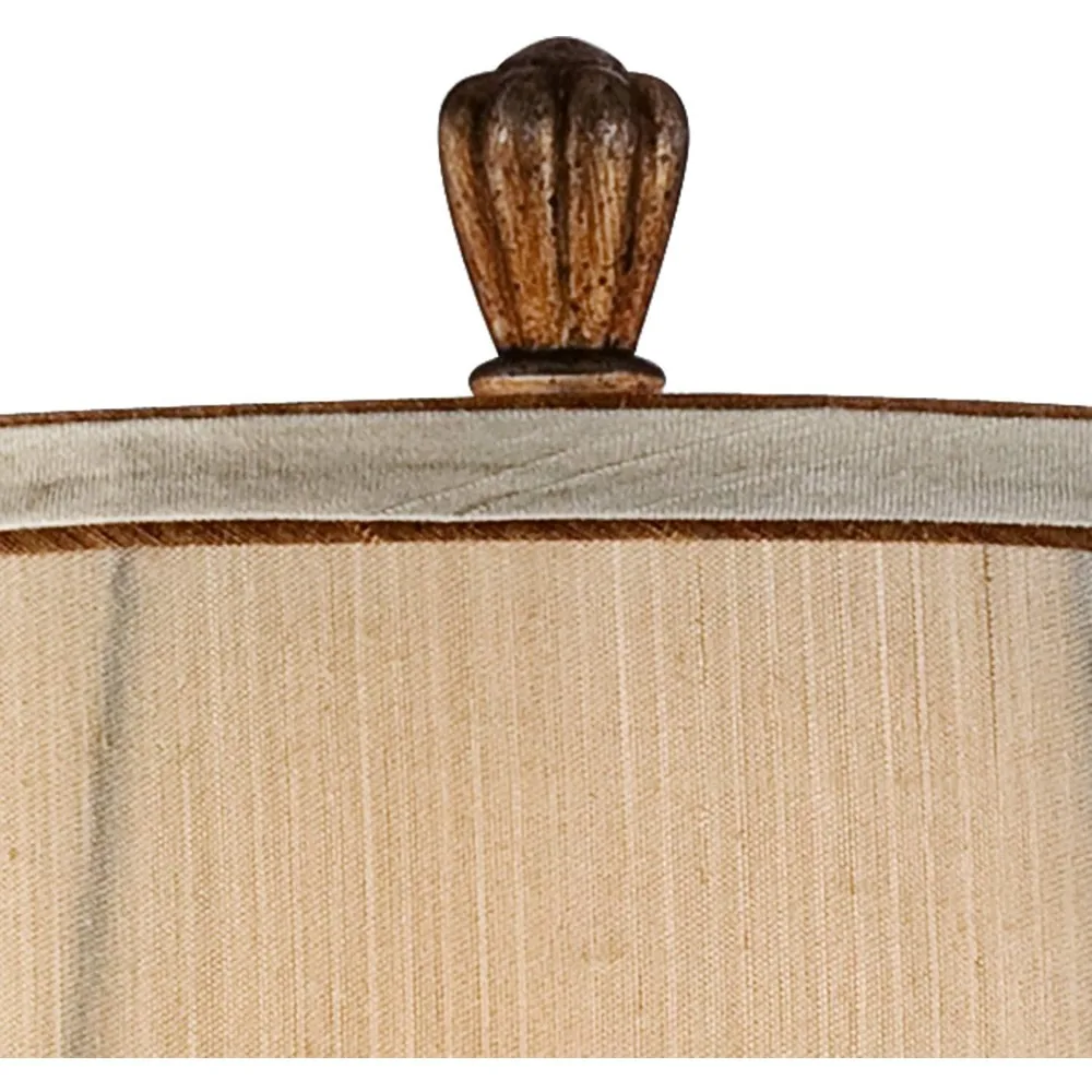 مصباح طاولة تقليدي بطول 30 طويلًا مع صورة ظلية مزهرية ذهبية وغطاء جرس أسمر لديكور المنزل #3