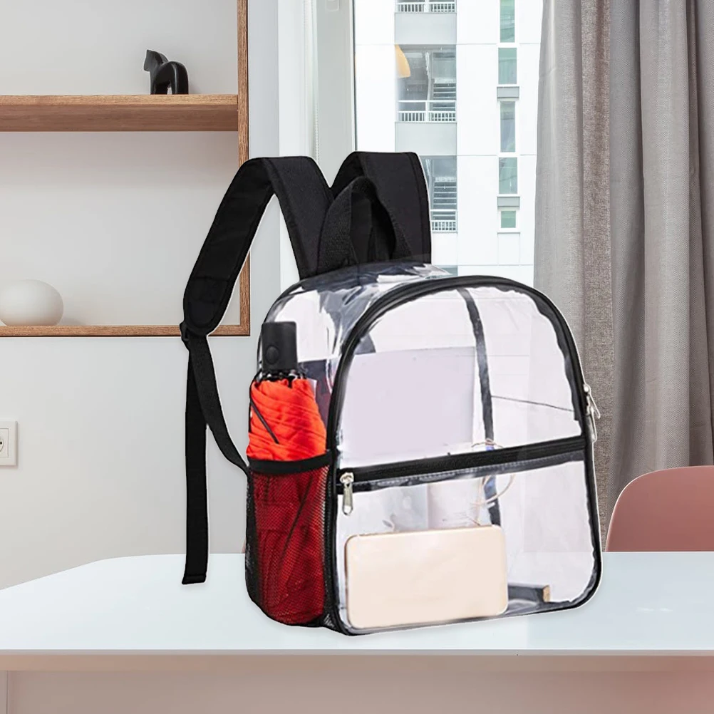 Compact Clear PVC Backpack Lightweight Transparent Sports Bag for Stadium Events Concerts Walking Shopping Daily Carry Portable