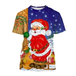 Unisex Christmas Clothes New Fashion Christmas Tree Creative 3d Digital Printed Kids Short Sleeve Funny Streets T-shirt 100-6XL