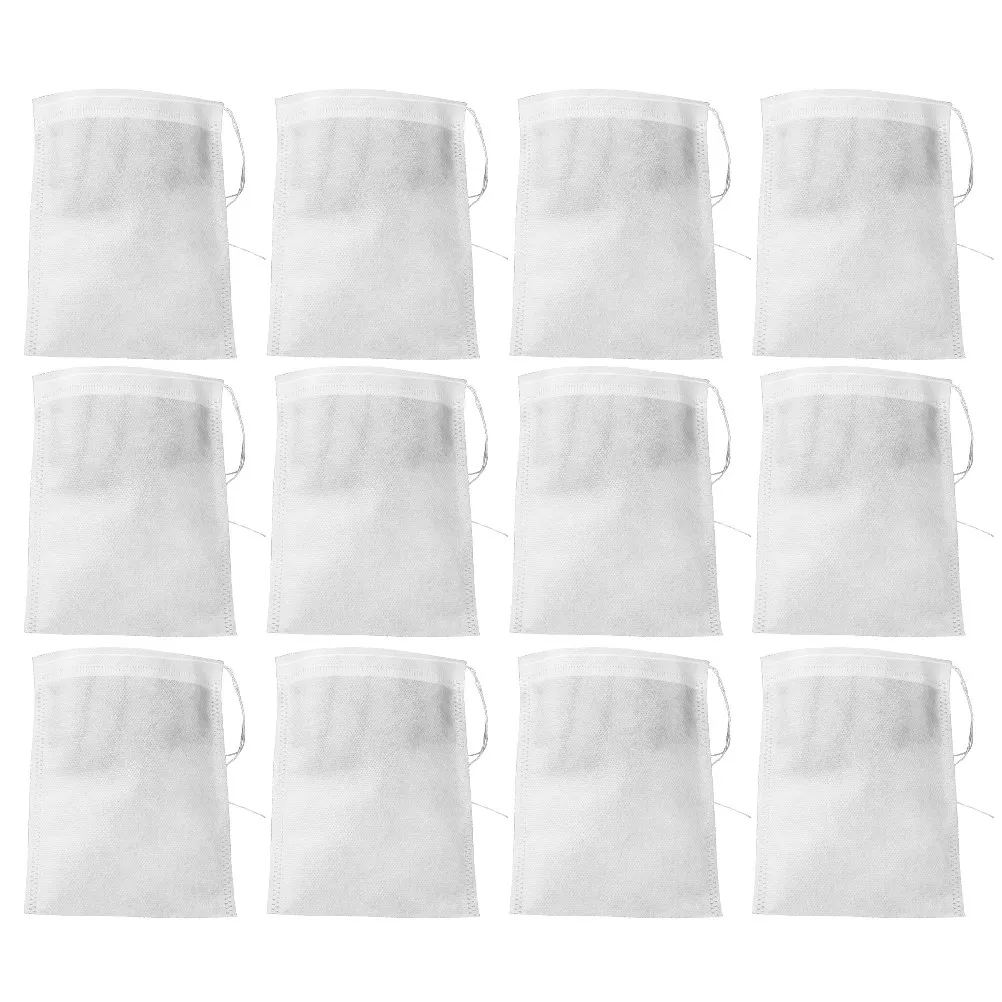 100Pcs Premium Non-Woven Disposable Tea Filter Bags Remove Cling Cup Side for Loose Tea Coffee Herbal Powder Decoction