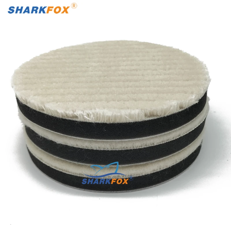 Sharkfox 3/5 Inch Japan Wool Polish Pad For DA RO Car Polisher Polishing Tray 80mm125mm Cutting Pad Car Clean Product