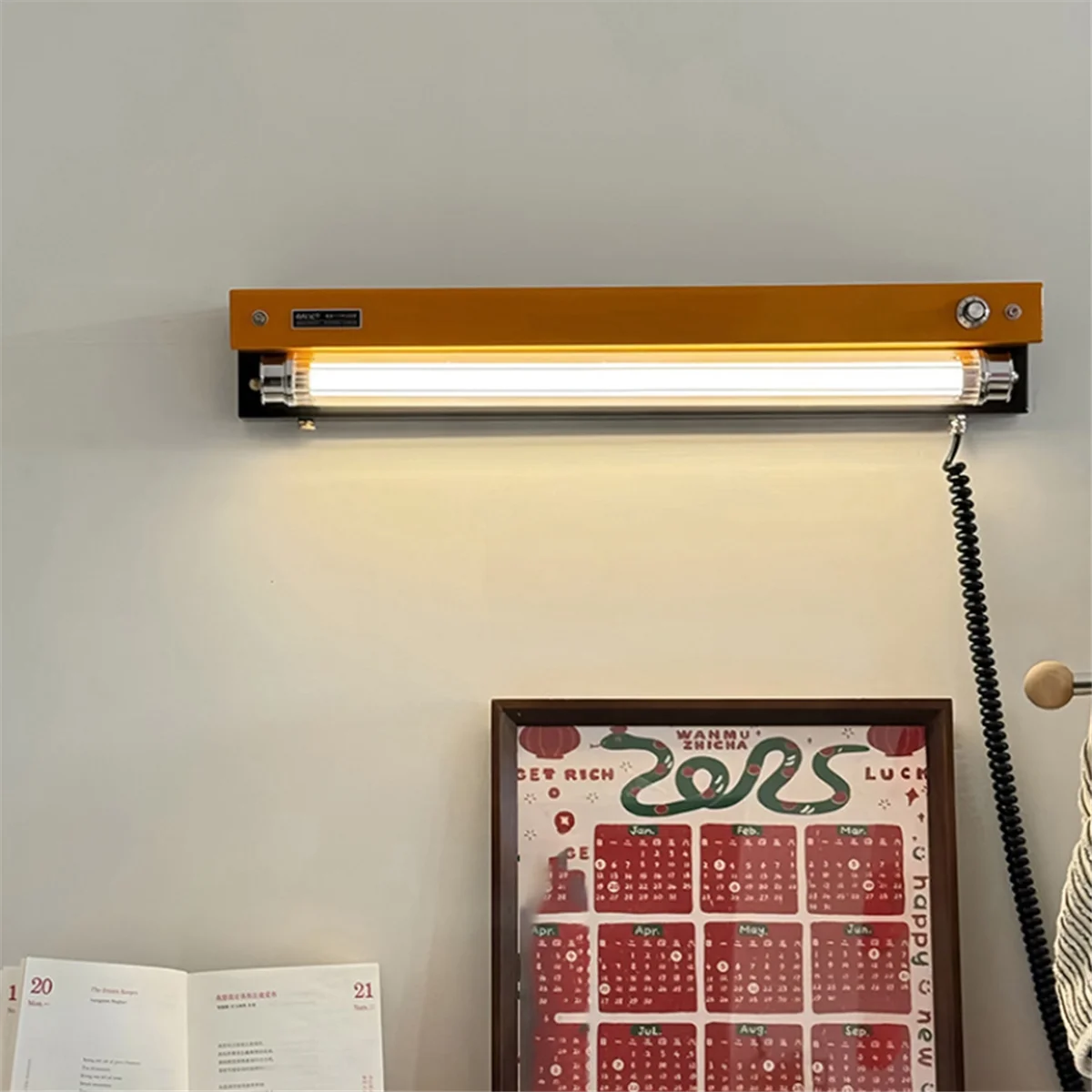 A97G Art Design LED Wall Lamp Switch Dimming New Style Orange Black Metal Clear Acrylic Tube Sconce for Bedroom Parlor Shop