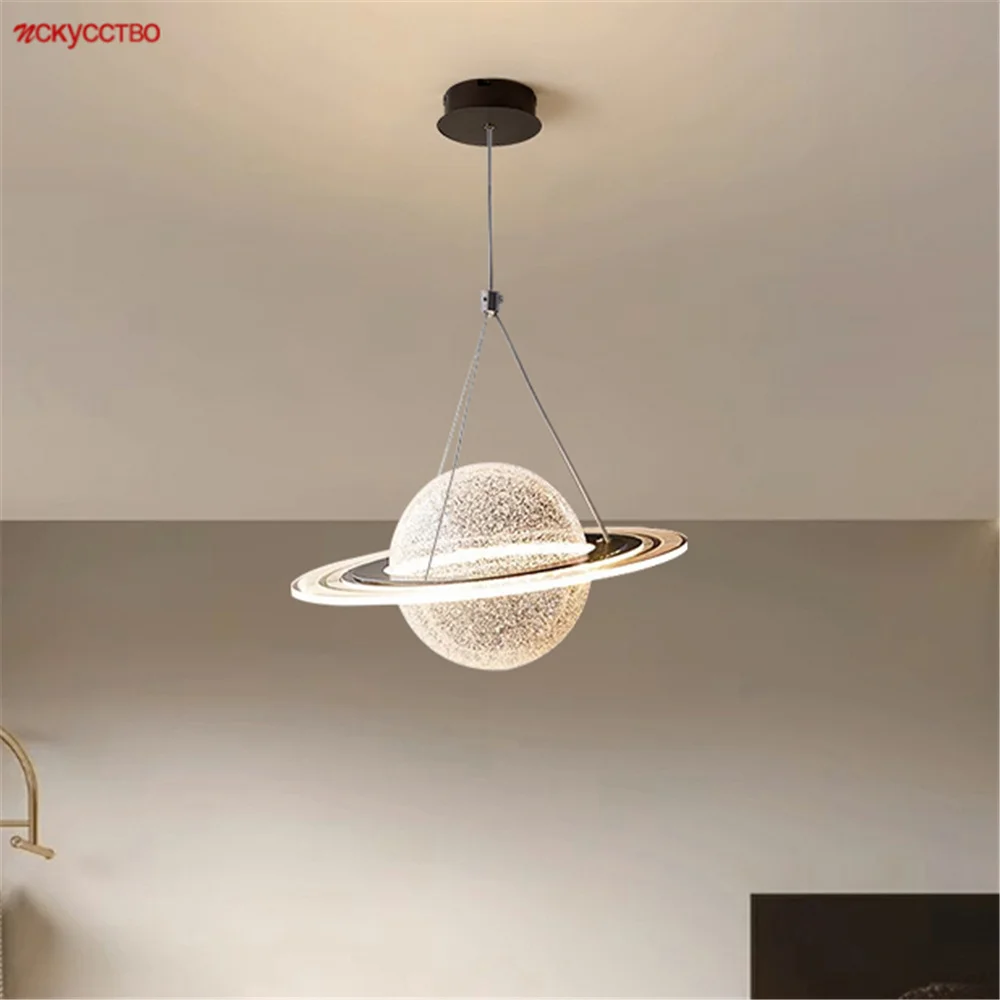 

Creative Saturn Planet Acrylic Ball Led Pendant Lights For Kitchen Dining Room Home Deco Accessory Cafe Bar Hanging Lamp Fixture