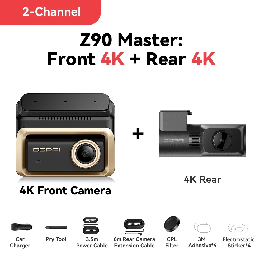 Neue DDPAI Z90Master 4K+4K Dual HDR Dashcam Vorne Hinten Autokamera Sony STARVIS 2 IMX678 ADAS Parküberwachung 5GHz WLAN 64G eMMC