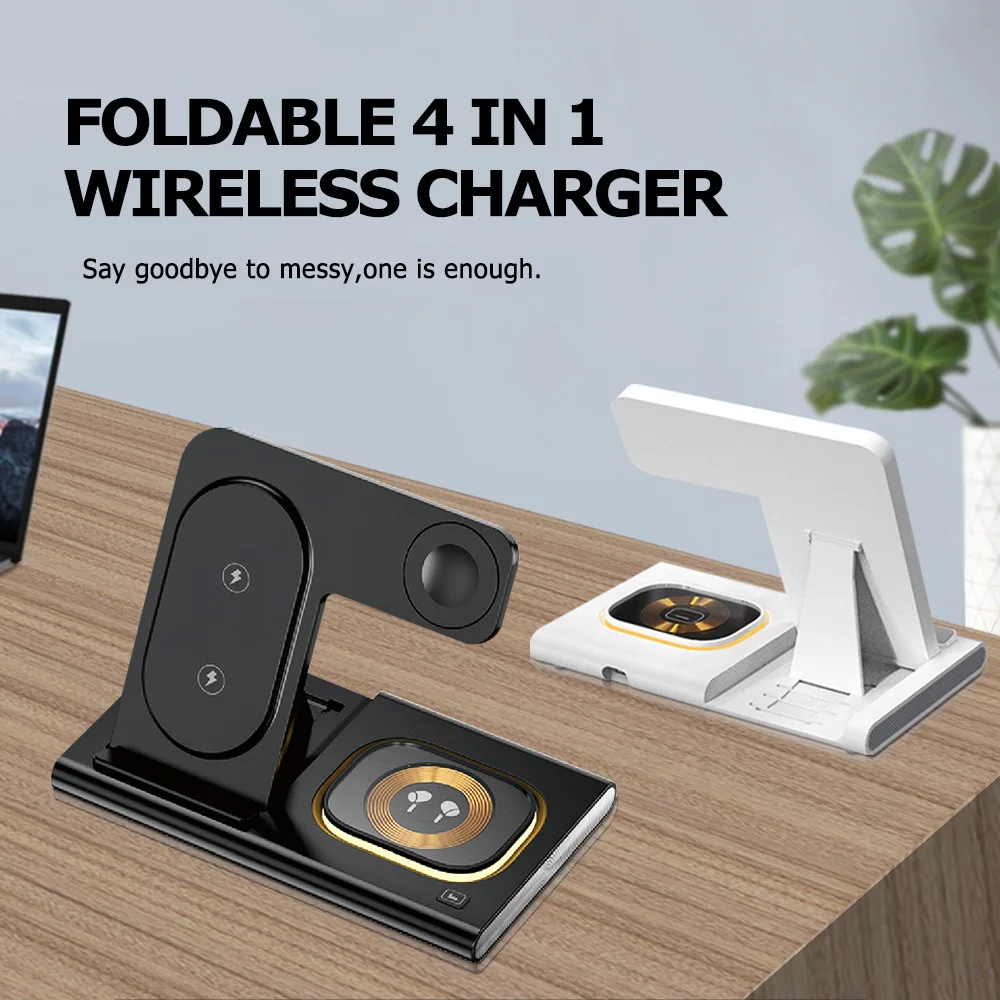 

3 In 1 Foldable Wireless Charger Stand For iPhone 16 15 14 13 12 Pro Max Plus IWatch AirPods Fast Charging Station Dock Holder